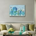 thumbnail image 5 of Flowers Canvas Wall Art White Floral Canvas Pictures Rose Hydrangea in Jar Wall Decor Bird Print Blue Painting Contemporary Artwork Living Room Bedroom Kitchen Home Decor 12"x 16", 5 of 6