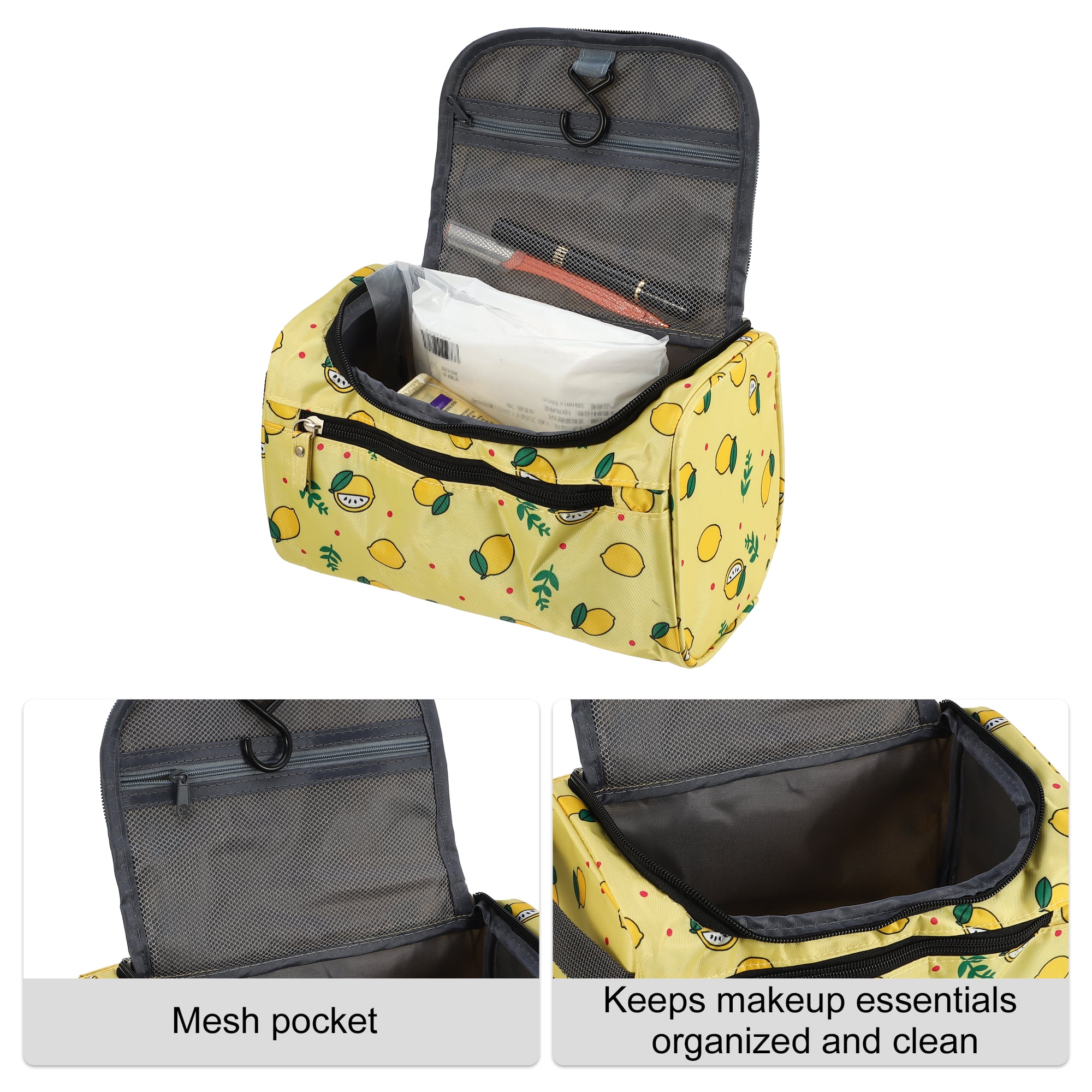 Unique Bargains Floral Makeup Bag Zipper Flower Cosmetic Pouch Yellow