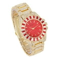 thumbnail image 3 of Women's Baguette Cut Diamond Crystal Bling'ed Out Watch - Drop it Down with This Ice on Your Wrist Ladies!! Hakuna Matata!! - ST10372MLA (ST10372MLA Metal Gld Red/Red), 3 of 3