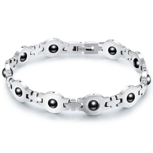 Trendy Silver Color Bracelet Energy Lodestone European Style Men Bangles Titanium Steel Therapy Bangle Healthcare