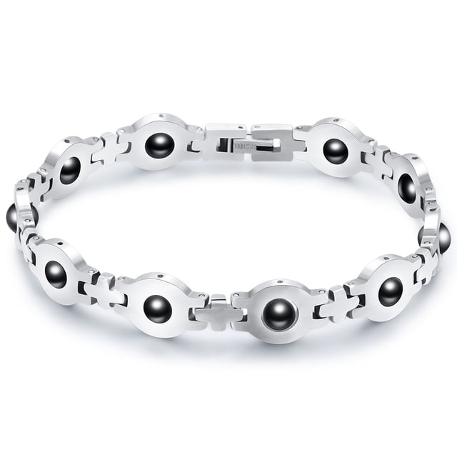 relayinert Trendy Silver Color Bracelet Energy Lodestone Jewelry Fashion Accessory Men Titanium Steel Twisted Bangle