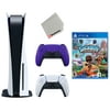 Sony Playstation 5 Disc Version with Extra Controller, Sackboy: A Big Adventure and Cleaning Cloth Bundle - Galactic Purple - Refurbished