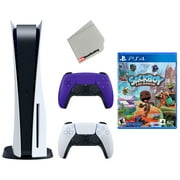 Restored Sony Playstation 5 Disc Version with Extra Controller, Sackboy: A Big Adventure and Cleaning Cloth Bundle - Galactic Purple (Refurbished)