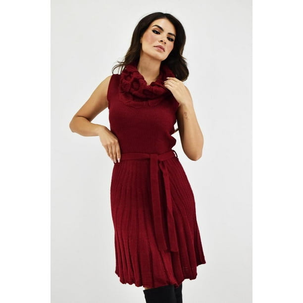 Vestido tejido cuello cascada Roman Fashion /Juvenil, 32162 (Vino