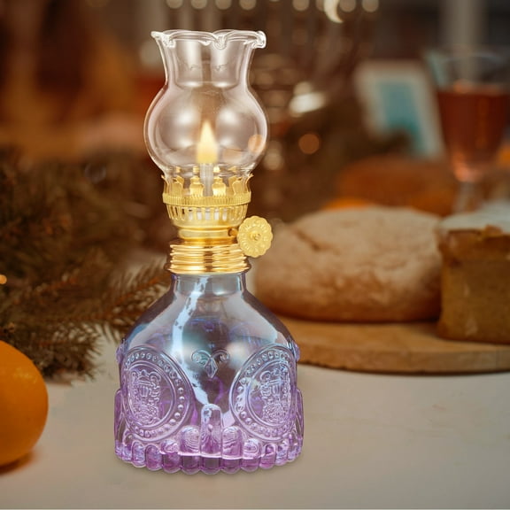 HEMOTON  Glass Kerosene Lamp Oil Lantern Indoors Vintage Lamps Office