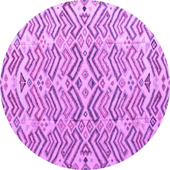Ahgly Company Indoor Round Abstract Purple Modern Area Rugs, 6' Round
