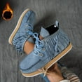 thumbnail image 2 of KEGIRLOM Women Fashionable Casual Versatile Plus Size Tassel European And Western Denim Style Short Boots Blue 6.5, 2 of 9
