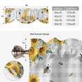 thumbnail image 6 of Gnomes Tie Up Valance Curtains for Windows, Kitchen Curtains Window Treatments, Vintage Yellow Sunflower Summer Bee Grey Plaid Short Window Shades Valances for Bedroom Bathroom Cafe 42"x12", 6 of 8