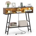 thumbnail image 1 of Gymax 40'' Console Table w/ Power Strip 3-Tier Entryway Table w/ RGB LED Lights, 1 of 10