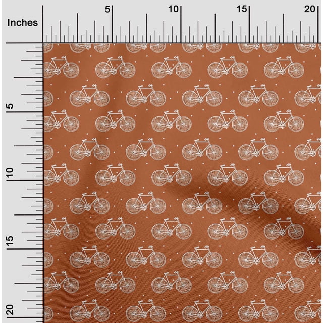 oneOone Cotton Poplin Fabric Dot & Bicycle Block Print Sewing Fabric BTY 42 Inch Wide