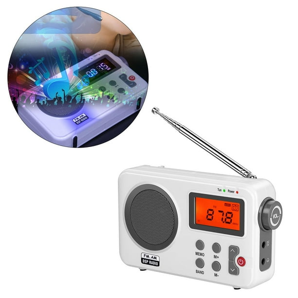Radio portátil, pantalla LCD AM / FM, grande, enchufe para auriculares, ligero para viajes de oficina en hogar para personas mayores