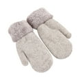 thumbnail image 3 of Jinhomg Womens Thick Fleece Mittens Soft Fluffy Cuff Sherpa Lining Mittens Gloves Thermal Cozy Cold Weather Mittens Accessories Gifts Sales Today Clearance Women Gray Free Size, 3 of 4