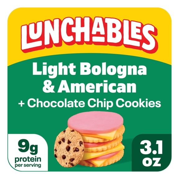 Lunchables Light Bologna & American with Chocolate Chip Cookies, 3.1 oz Pack