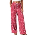 thumbnail image 3 of Yertdoel Pajama Pants Women Unisex Fashion Printed Elastic Waist Wide Leg Casual Sleep Pants Drawstring Comfy Lounge Bottoms with Pockets, 3 of 7