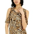 thumbnail image 3 of INC International Concepts Women's Leopard Printed Cold Shoulder Knit Top Black Size X-Large, 3 of 3