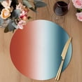 thumbnail image 3 of Burnt Orange Teal Ombre Round 13 Inch Placemats Set of 4, Modern Abstract Gradient HeatResistant Non Slip Place Mats for Dining Table, Wipeable Braided Kitchen Table Mats for Housewarming, 3 of 9