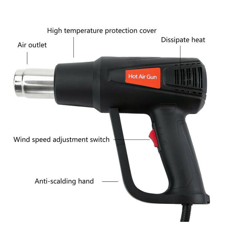 Heat Gun Hot Air Gun Dual Temperature / 4 Nozzles High Power Tool 2000W  Heatgun