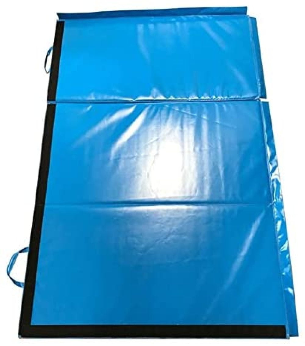 2 Thick Cushion 6' L x 4' W Folding Gym Mat Exercise Tumbling and Inflatable Landing Pad for Gymnastics 72L x 48W Tri-Fold Reversible Blue/Red 