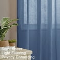 thumbnail image 4 of XWZO Linen Semi Sheer Curtains,Privacy Enhancing & Light Filtering Rod Pocket Drapes for Living Room with Tiebacks(Denim,W52 x L45 Inch,2 Panels), 4 of 6