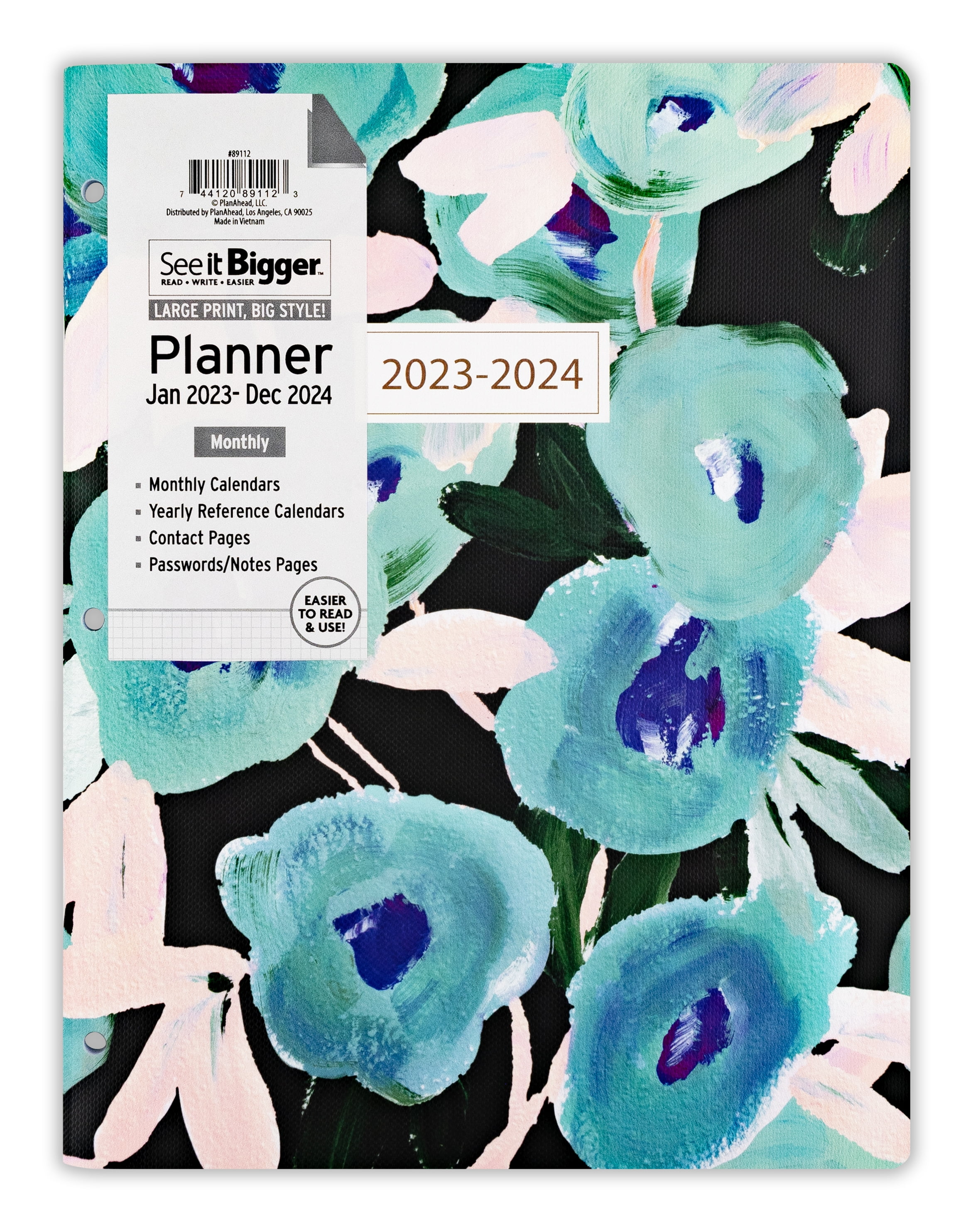 See It Bigger Monthly Planner, January 2023 - December 2024, (8.5" x 11") Teal