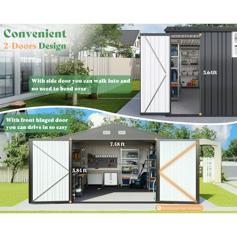 Jocisland 10.1x21x7.3 FT Outdoor Storage Shed, Huge Metal Shed