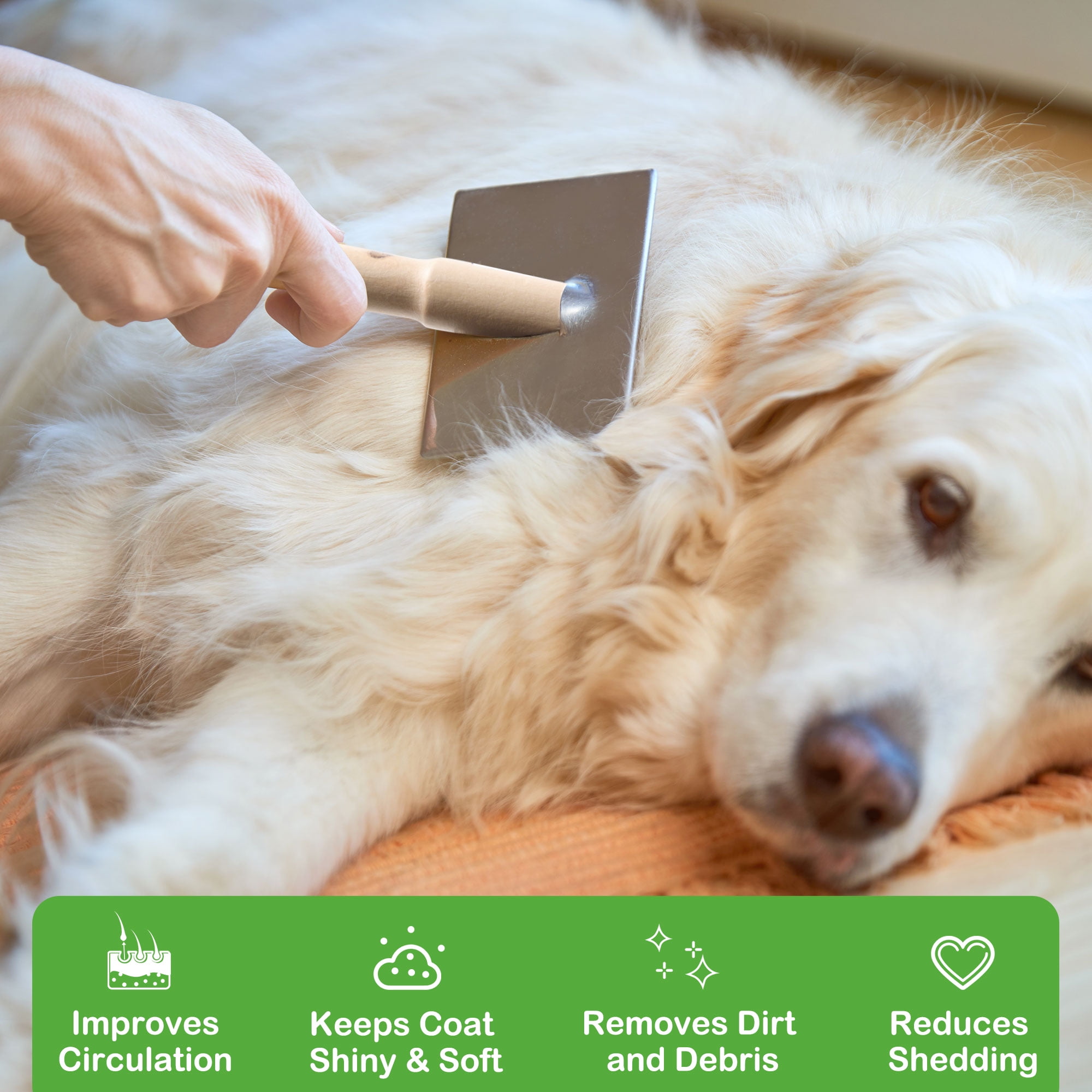 Unique Bargains 1PC Self Cleaning Dog Slicker Brush Pet Hair Brush with Handle
