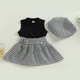 thumbnail image 2 of Ensemble de Jupe pour Enfants Sans Manches Col Rond Chapeau de Jupe en Forme de Pied de Poule, 2 of 7