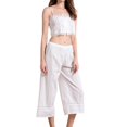 thumbnail image 1 of Gibobby Pijamas mujer invierno Nuevos pijamas de verano para mujer, pantalones con tirantes umbilicales anchos sexys, traje de servicio doméstico holgado y cómodo(Blanco,M), 1 of 5