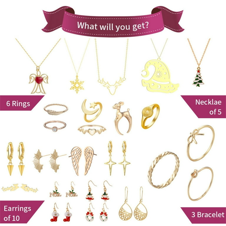 Sales Today Clearance Jewelry Advent Calendar For Women 2023 Girls  Christmas Countdown - Fashion Bracelet Necklace Ring Earrings Jewelry Set -  Walmart.com
