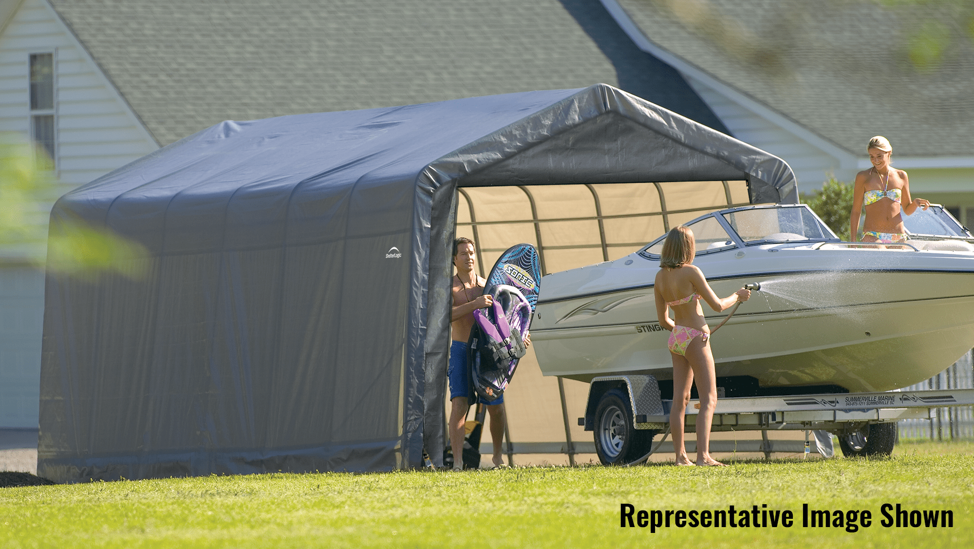 Shelterlogic ShelterCoat Garage 12' x 28' x 8' ft, Peak Style Shelter