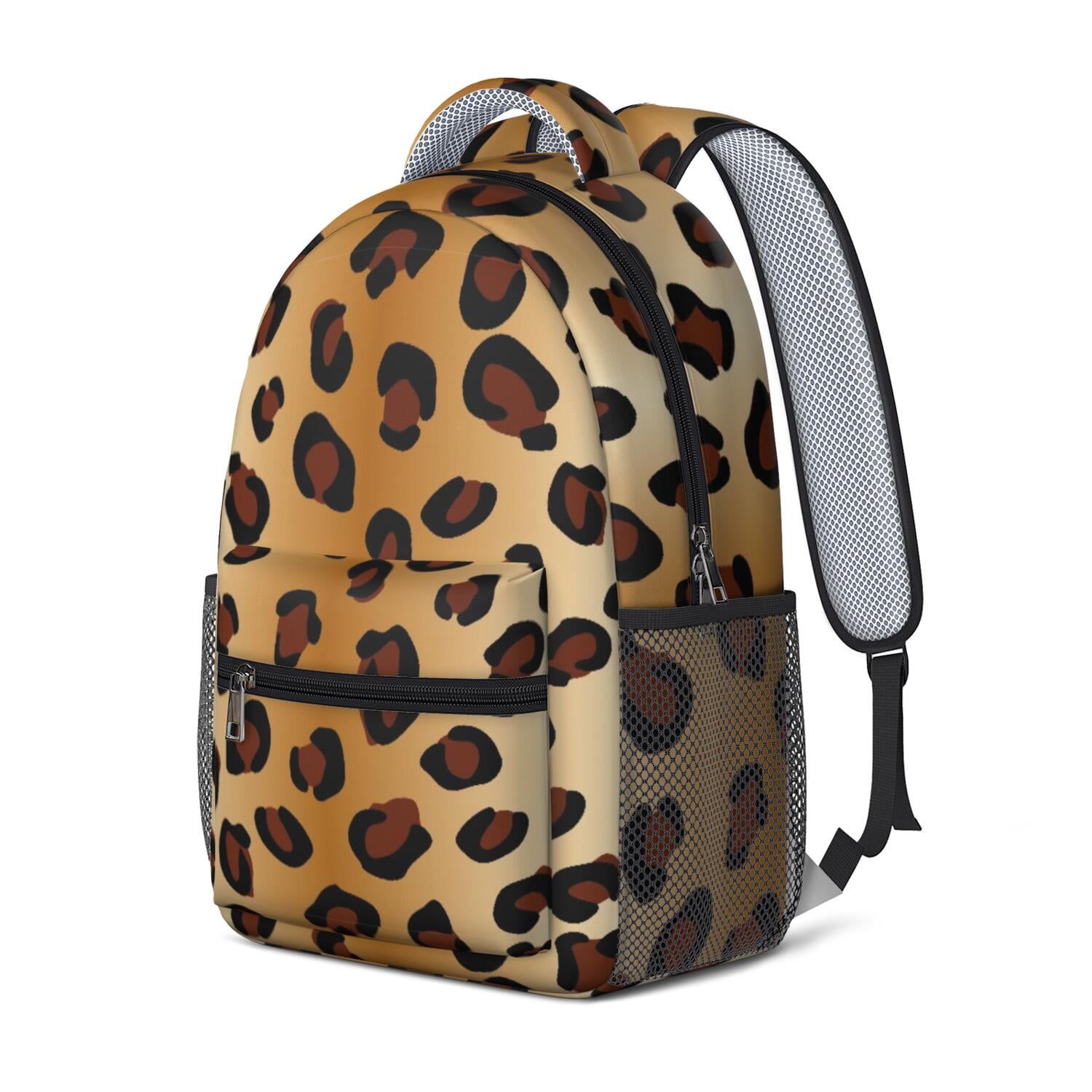 Leopard Print Backpack for School,Cute School Bag,Schoolbag with Adjustable Shoulder Straps & Padded Back,15.3"x11"x6.7"