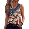 thumbnail image 2 of 250th Anniversary Tank Top for Women - Patriotic V-Neck Sleeveless Top with Flag Print - 1776-2026 America Graphic Pleated Tank - Summer Casual Loose Fit Tunic Deep Red XL, 2 of 7