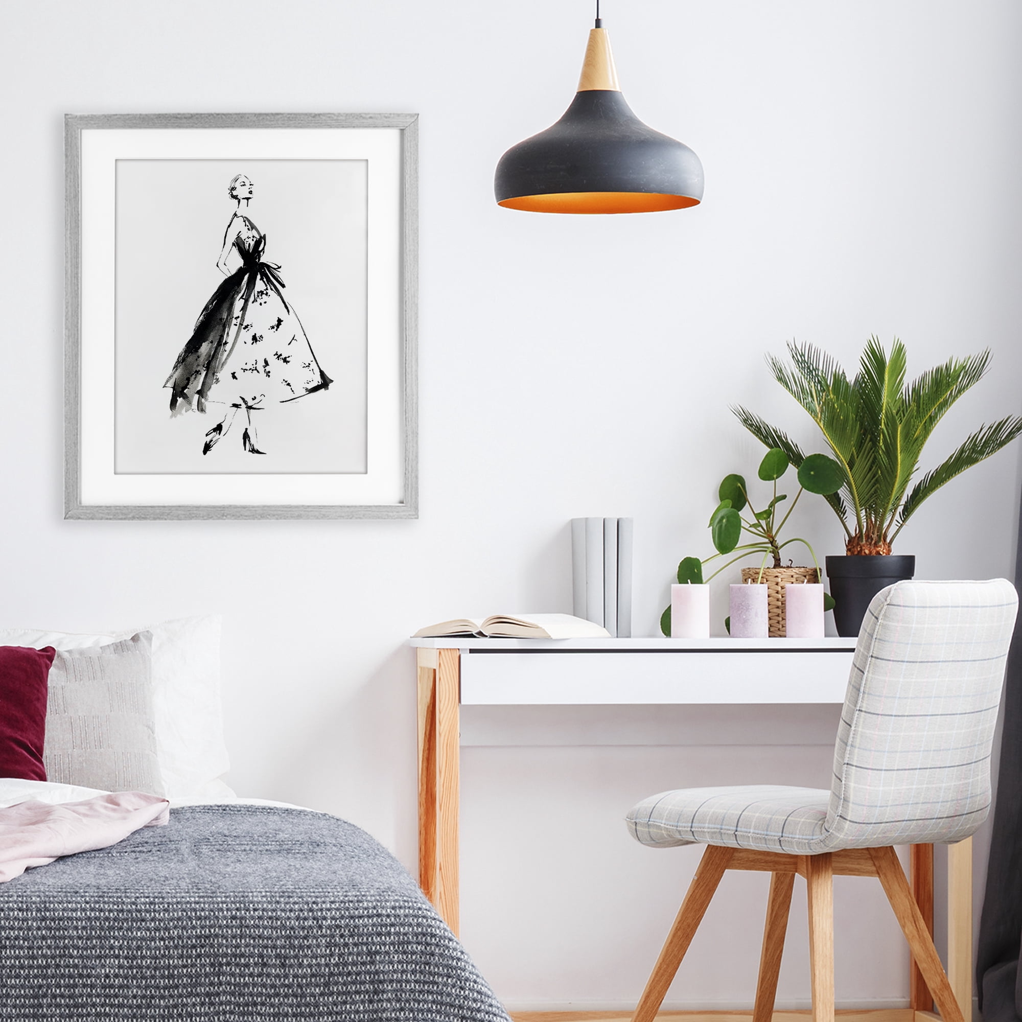 Stupell Industries Ethereal Couture Contour Gray Framed Print Under Glass, design by Svetlana Aleynikova