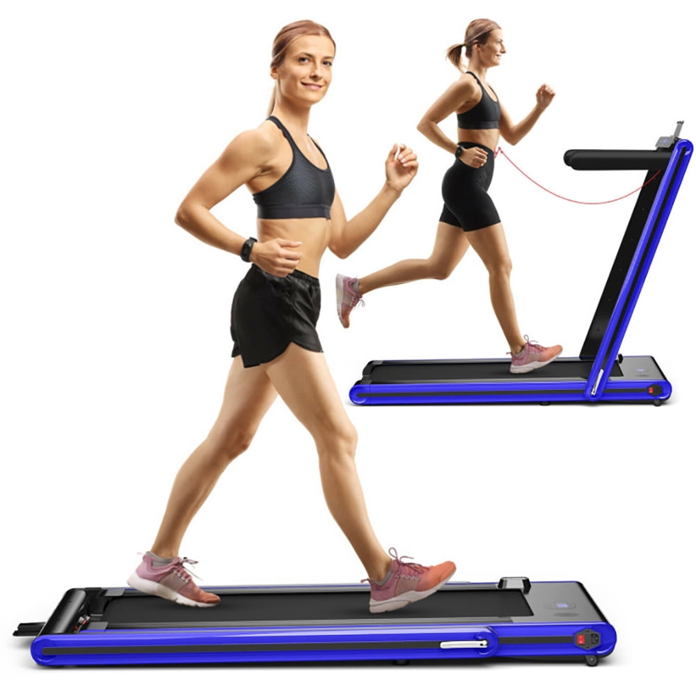 Resenkos Treadmill, Electric Treadmill, Walking Jogging Machine,2-in-1 Folding Treadmill with Dual LED Display-Navy