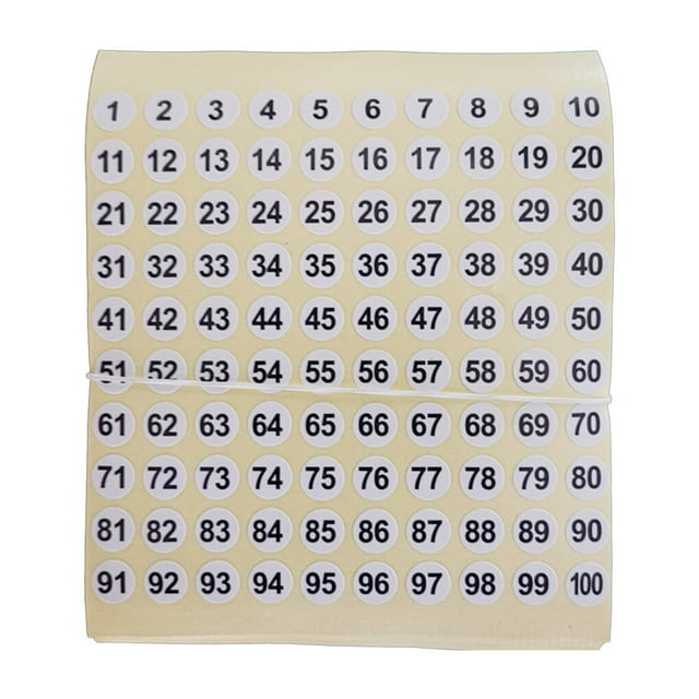 Pack of 100 Consecutive Number Stickers Long-term Use Classification Inventory Storage Handmade Organizing Supplies Decals black on white type 3