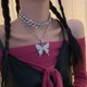 thumbnail image 3 of Gargantilla de cristal dorado de Hip Hop, cadena con diamantes de imitación brillantes, collar con colgante de mariposa grande, joyería, accesorio de moda para niñas, 3 of 5