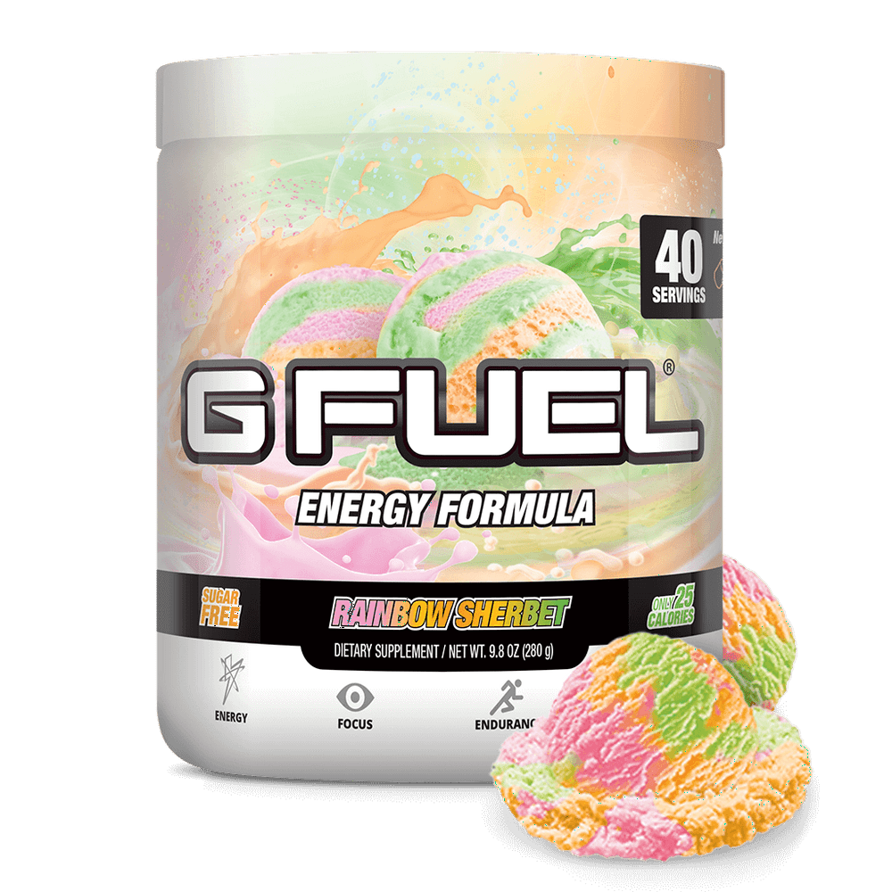 G Fuel Elite Energy and Endurance Powder Tub, Rainbow Sherbet, 40