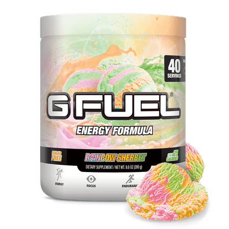 (2 pack) G Fuel Elite Energy and Endurance Powder Tub, Rainbow Sherbet, 40 Servings