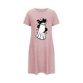 thumbnail image 5 of Somuwie Clearance Large size short Halloween women's nightdress with chest print round neck short sleeves short nightdress, 5 of 5