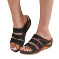 thumbnail image 2 of Penkiiy Orthopedic Wedge Sandals for Women Dressy Summer Comfortable Walking Sandals with Arch Support Orthotic Slides 43 Black, 2 of 9