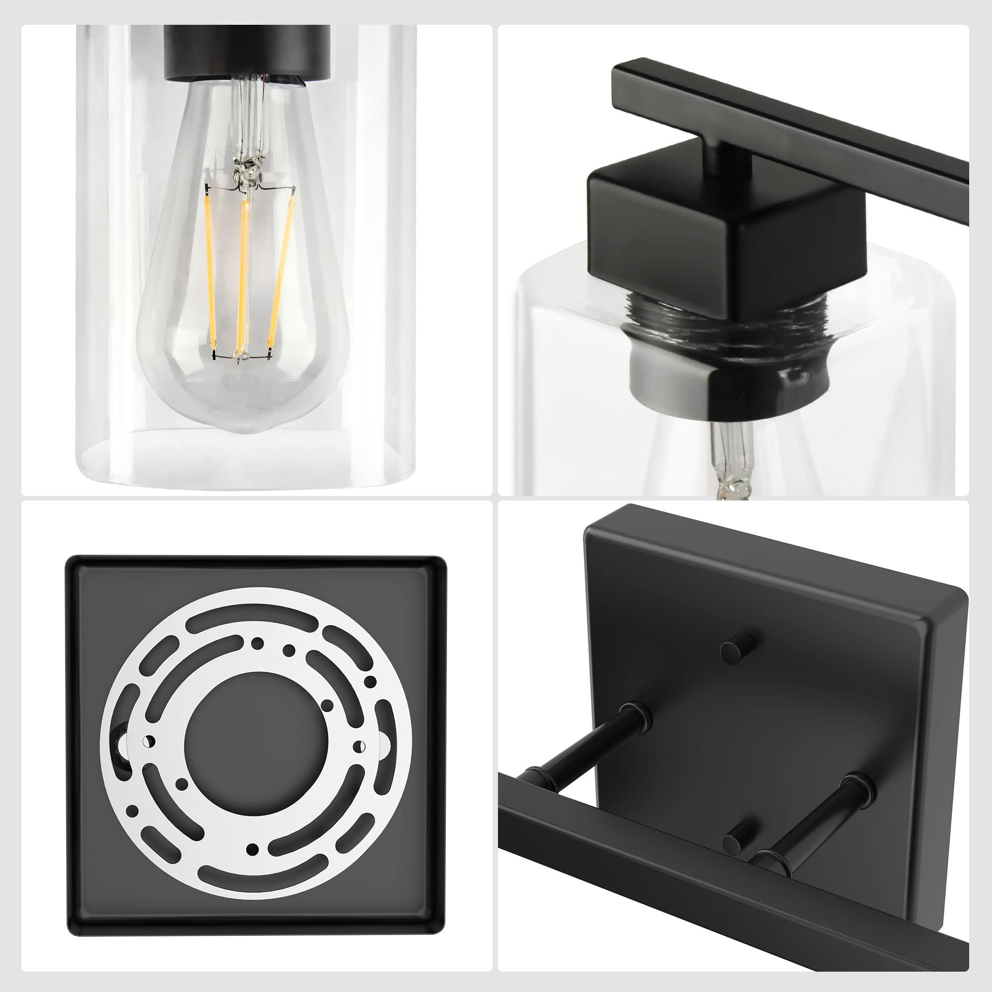 Black Bathroom Light fixtures,UL Certified 3 Lights Farmhouse Light fixtures for Bathroom Above Mirror,Matte Black Vanity Light,Modern Wall Light Fixtures, Vanity Lighting Fixtures