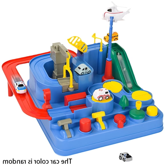 BESTSKY Kids Race Track Set Ages 4-8, Battery-Free Car Track