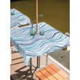 thumbnail image 2 of Outdoor Tablecloth with Umbrella Hole for Patio/Picnic/Party/Camping, Blue Striped Waterproof Table Cloth Square Cover Washable, Modern Simple Abstract Waves Stripes (54"x 54"), 2 of 9