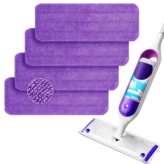 ZenClean Reusable Microfiber Mop Pads 4 Pack Compatible with Power Mop for Wet & Dry Floor Cleaning