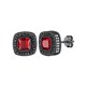 thumbnail image 1 of Pendientes de Botón PROSTEEL Granate Rojo Cuadrado con Circonita Cúbica Plata de Ley, 1 of 6