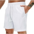 thumbnail image 2 of Akafmk Mens Linen Shorts Solid Color Casual Fashion Loose Lace Up Beach 5" Sport Shorts Pants XL, 2 of 4
