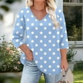 thumbnail image 5 of Plus Size V Neck Tops for Women Trendy Polka Dots Print Graphic Tee Shirt Loose Fit Summer Fall Spring Tshirts (4XL, Sky Blue), 5 of 6