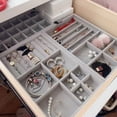 thumbnail image 2 of Stackable Jewelry Organizer Trays Drawer Inserts,Velvet Earring Display Trays, Box Ring Holder Necklace Case, Storage for Bracelet Brooch Watch, Set of 4 (Gray), 2 of 7