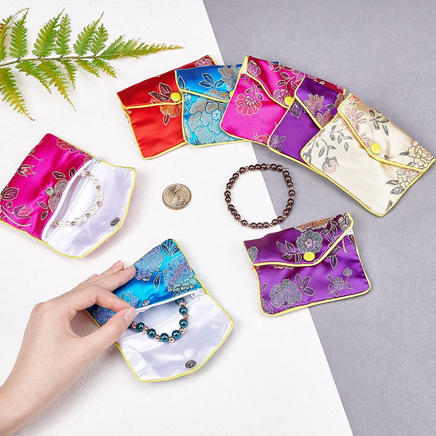 10 Pcs Silk Jewelry Pouch with Zipper 4×5 Chinese Silk Pouches Travel  Jewelry Pouch Small Zippered Jewelry Pouches Asian Jewelry Pouch for  Traveling