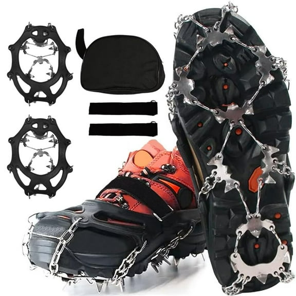 ASTRAEA 24 Spikes Crampons Ice Cleats for Shoes and Boots - Antislip Stainless Steel Snow Traction Ice Gripper for Men Women, Snow Chains for Hiking Winter Walking Climbing - M